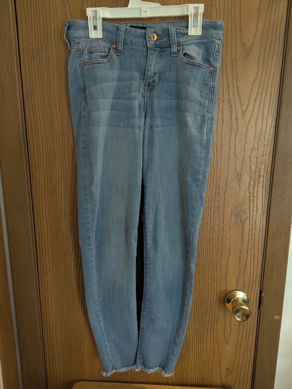 Celebrity Pink Mid Rise Ankle Raw Hem Skinny Denim Blue Jeans-Junior 1/25